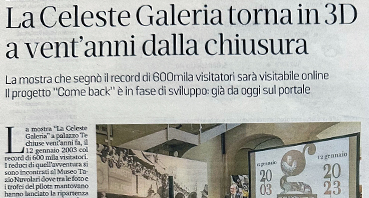 Gazzetta di Mantova. La Celeste Galeria torna in 3D a vent'anni dalla chiusura. Presentato progetto al Museo Tazio Nuvolari.